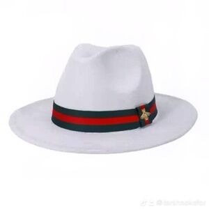 White Fedora with Bee-Band Unisex